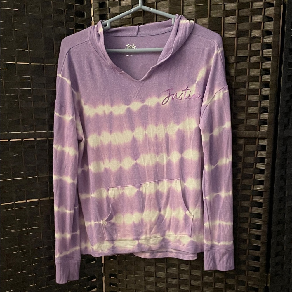 Justice Lavender and Cream Tie-Dye Hoodie